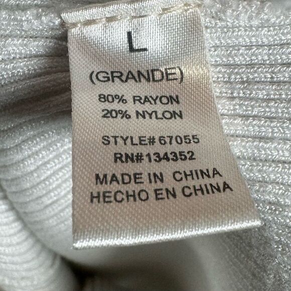 Ambiance white long sleeve half ribbed sweater top size large - Picture 6 of 6